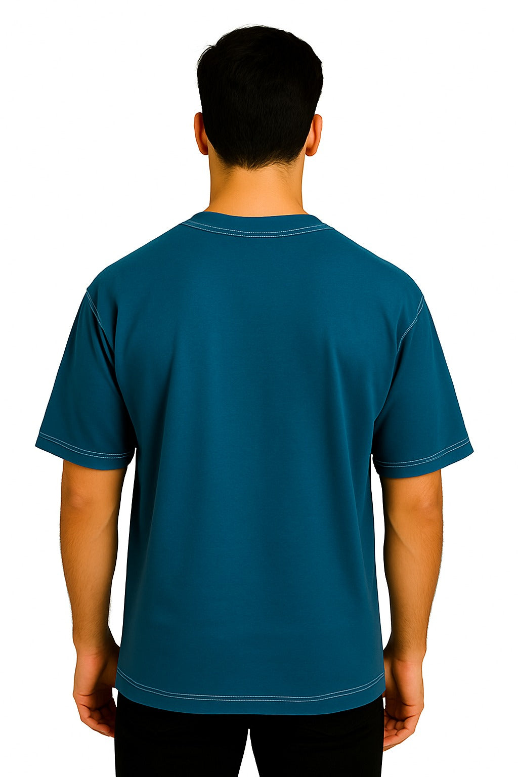 WHITE STICTHING CONTRAST OVERSIZED TSHIRT