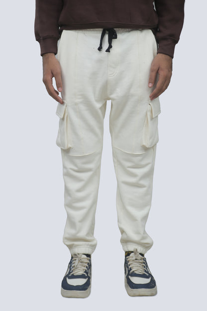 Straight fit Cream trouser with four pocket