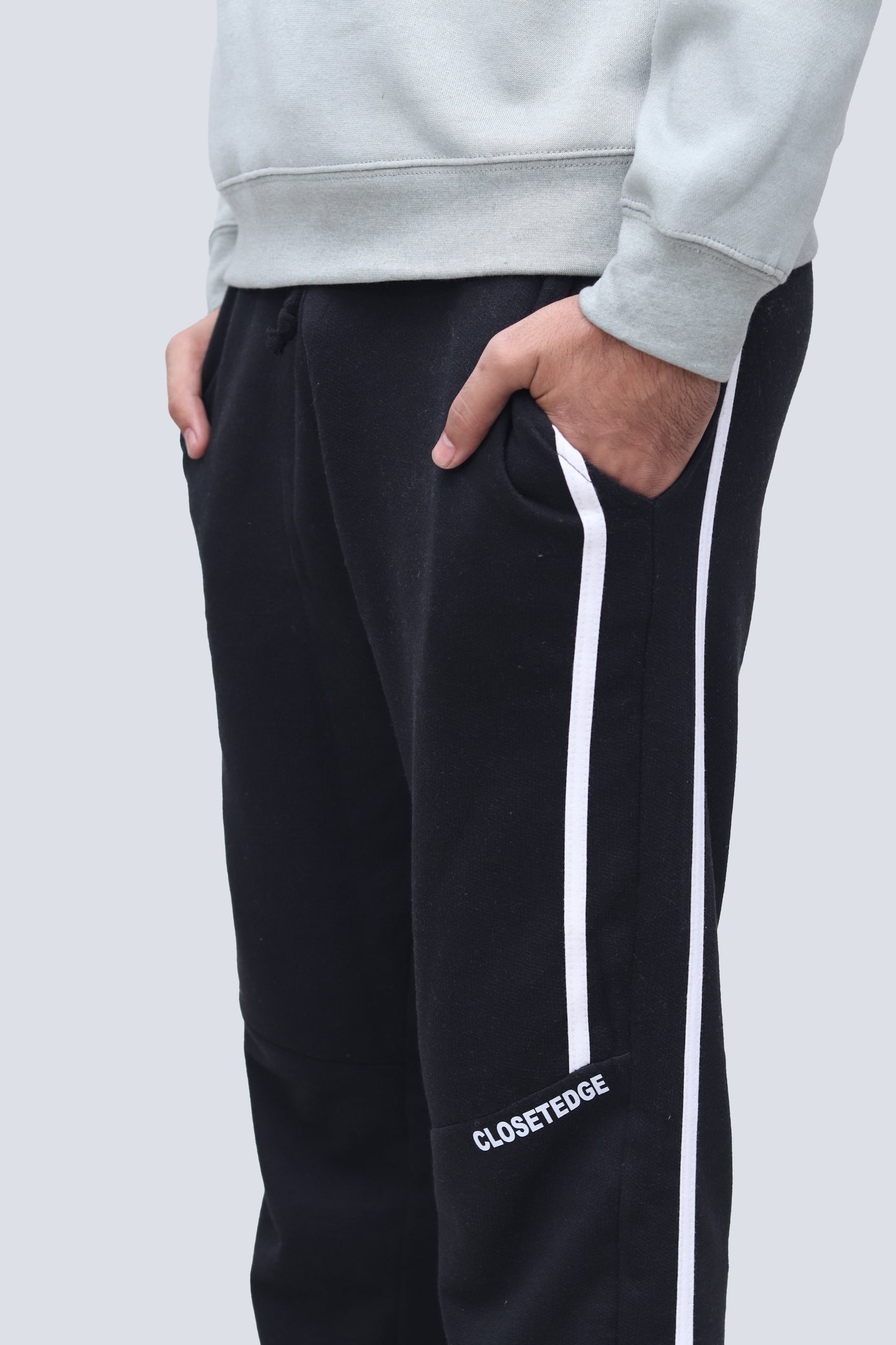 Black Baggy fit trouser with white stripe and side pocket