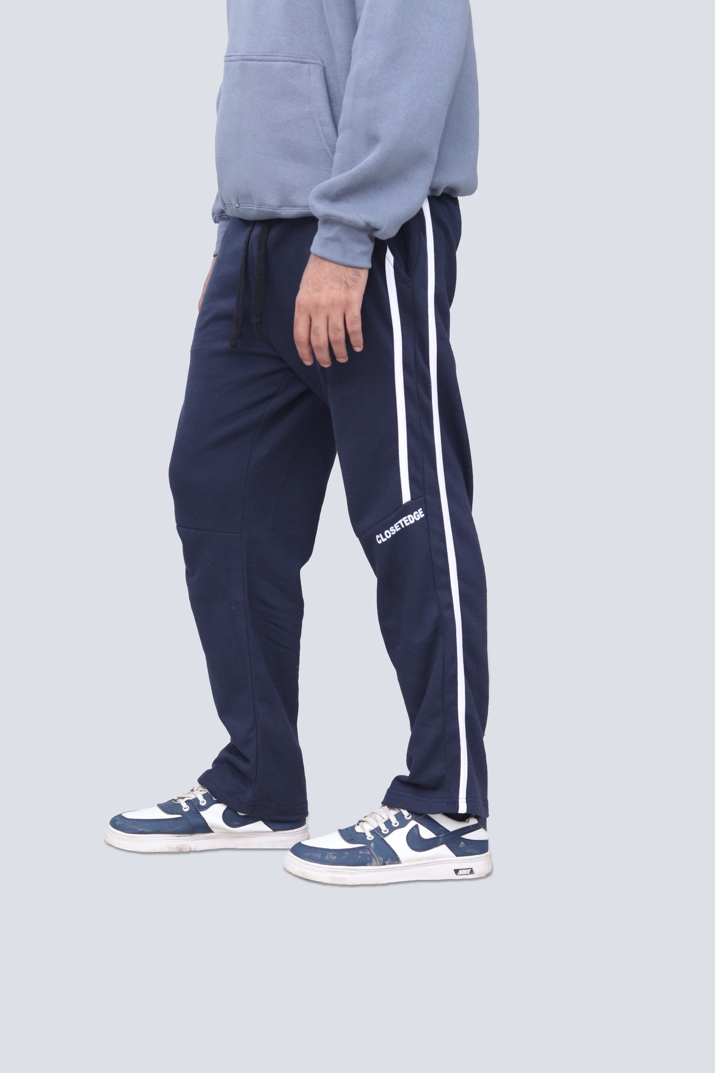 Blue Baggy fit trouser with white stripe and side pocket