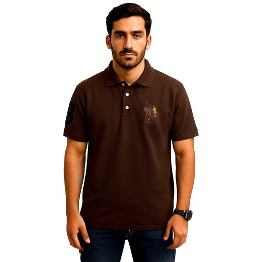 CLOSETEDGE BROWN DOUBLE HORSE POLO SHIRT