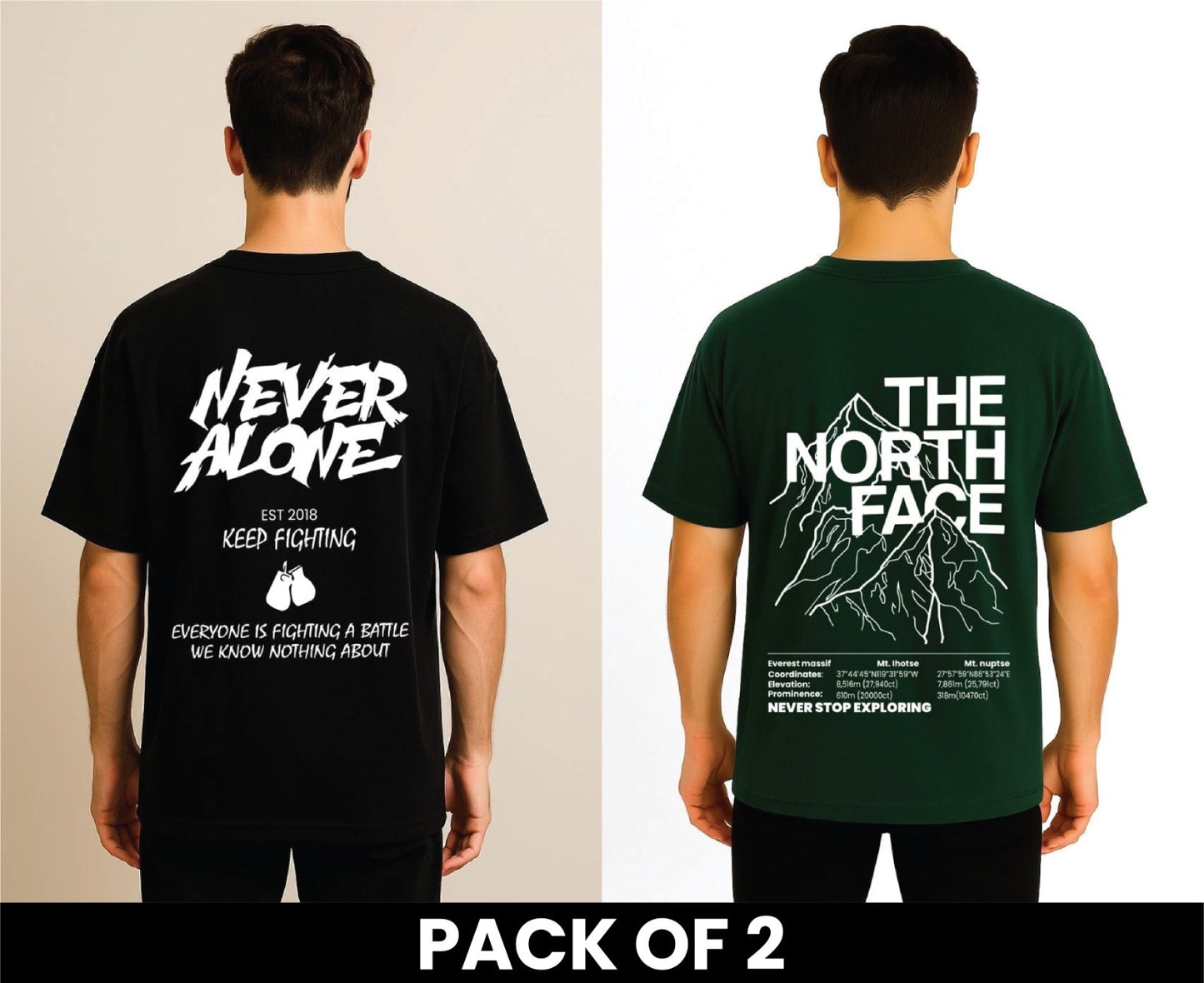 Pack Of 2 DropShoulder T Shirt Never Alone Black The North Face Green