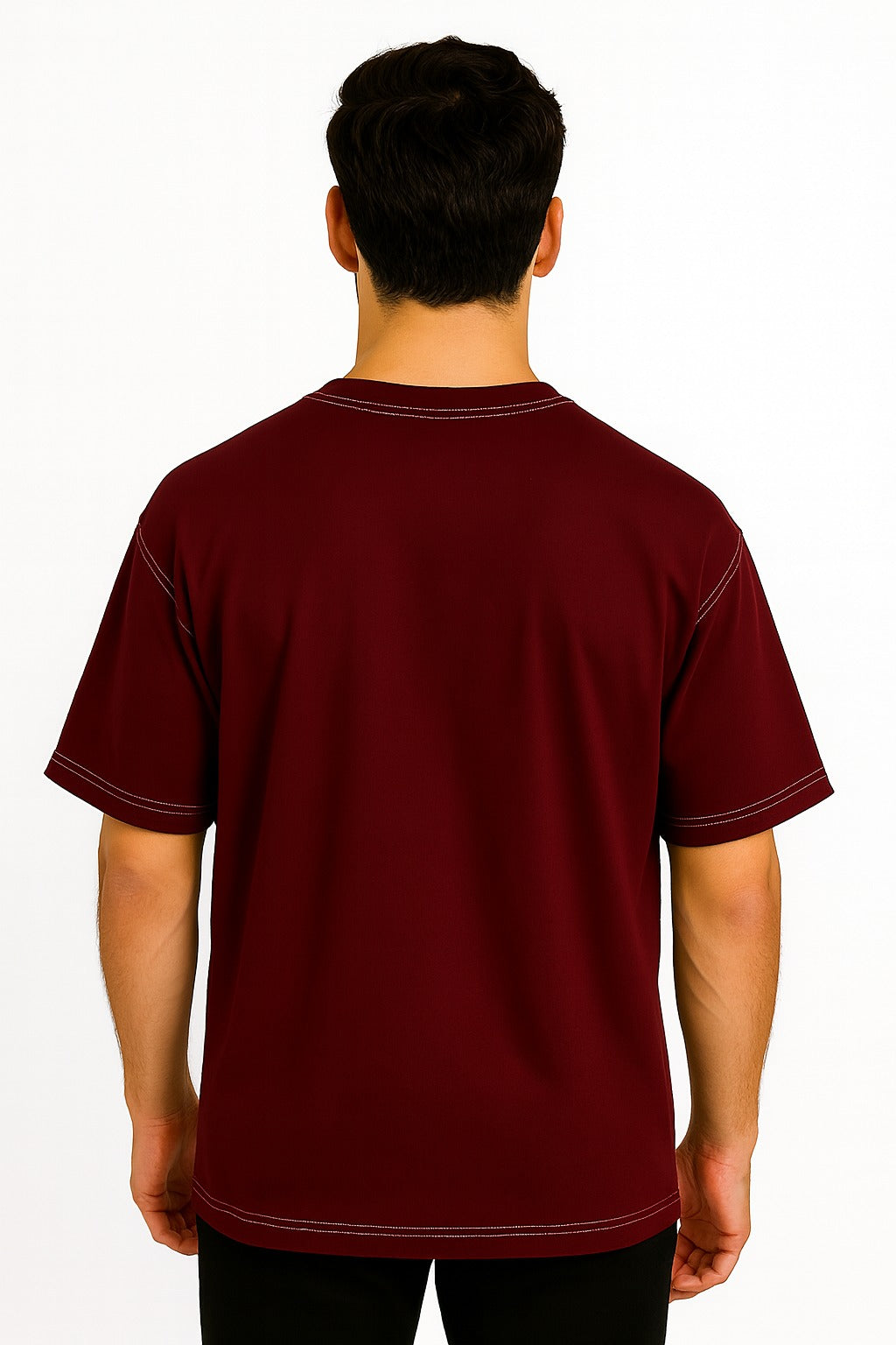 WHITE STICTHING CONTRAST OVERSIZED TSHIRT