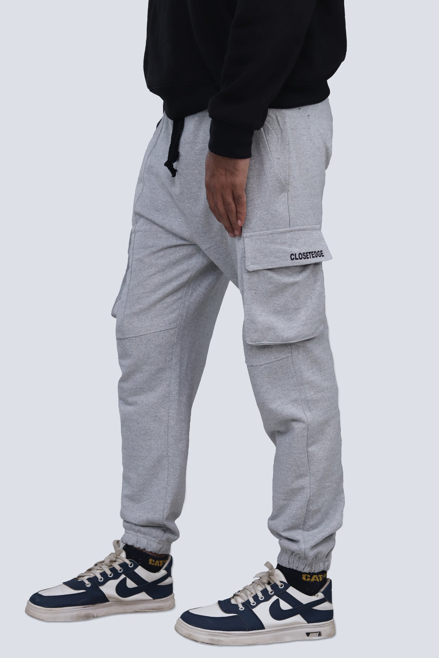 Straight fit heather grey trouser with four pocket