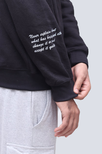 NEVER EXPLAIN BLACK OVERSIZED SWEATSHIRT