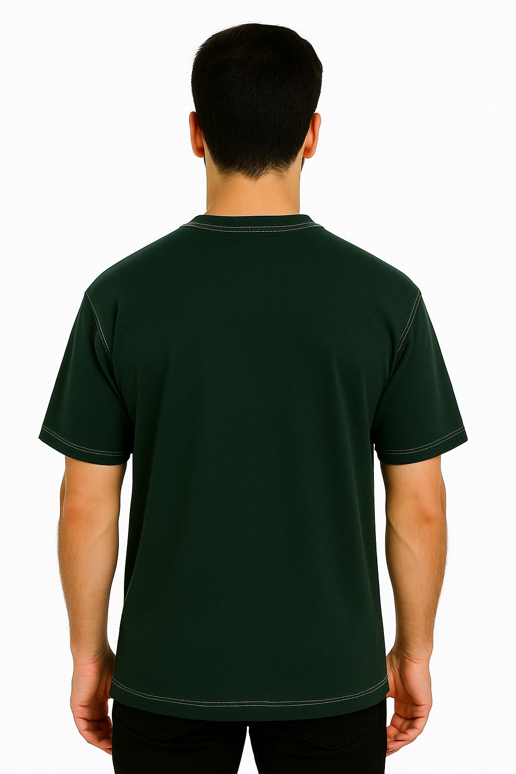 WHITE STICTHING CONTRAST OVERSIZED TSHIRT