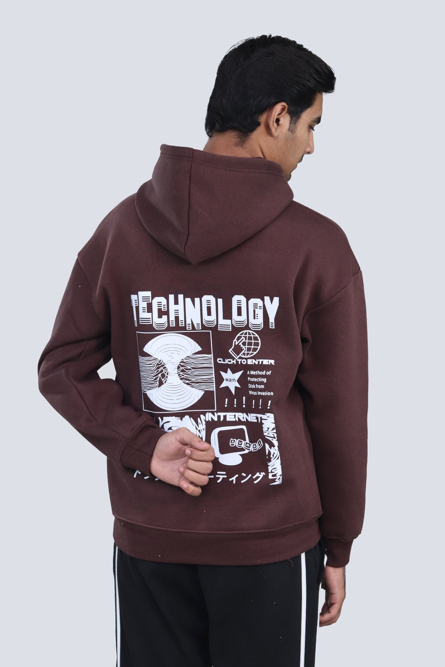 TECHNOLOGY OVERSIZED BROWN HOODIE