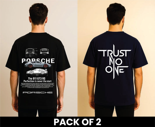 Pack Of 2 DropShoulder T Shirt Porsche Black Trust No One Blue