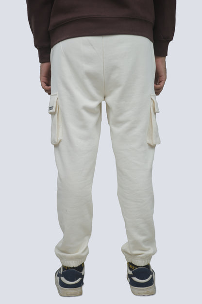 Straight fit Cream trouser with four pocket