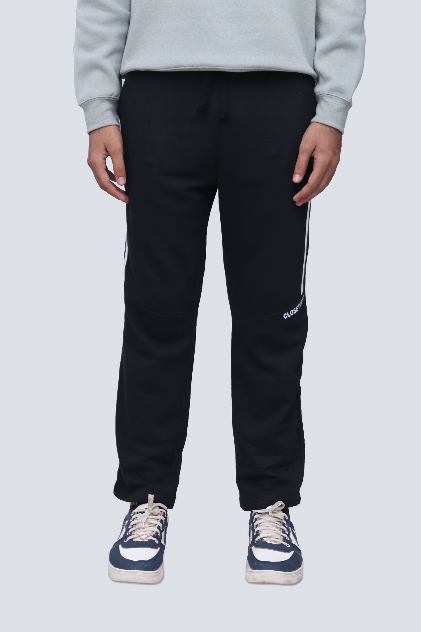 Black Baggy fit trouser with white stripe and side pocket