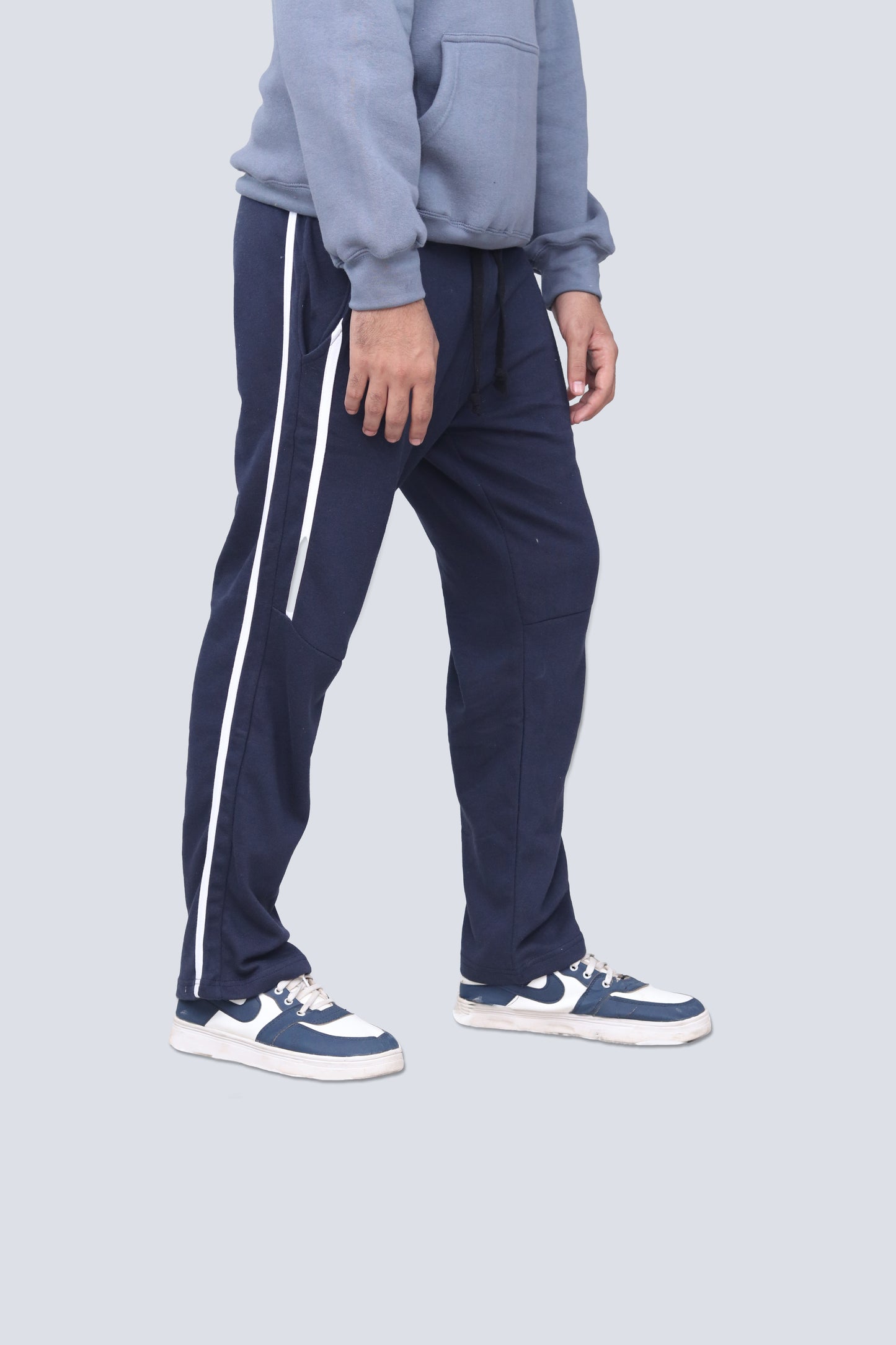 Blue Baggy fit trouser with white stripe and side pocket