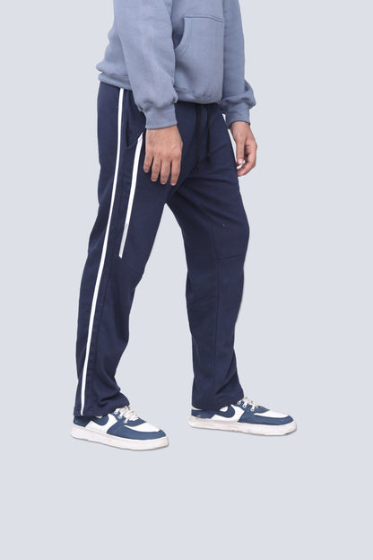 Blue Baggy fit trouser with white stripe and side pocket